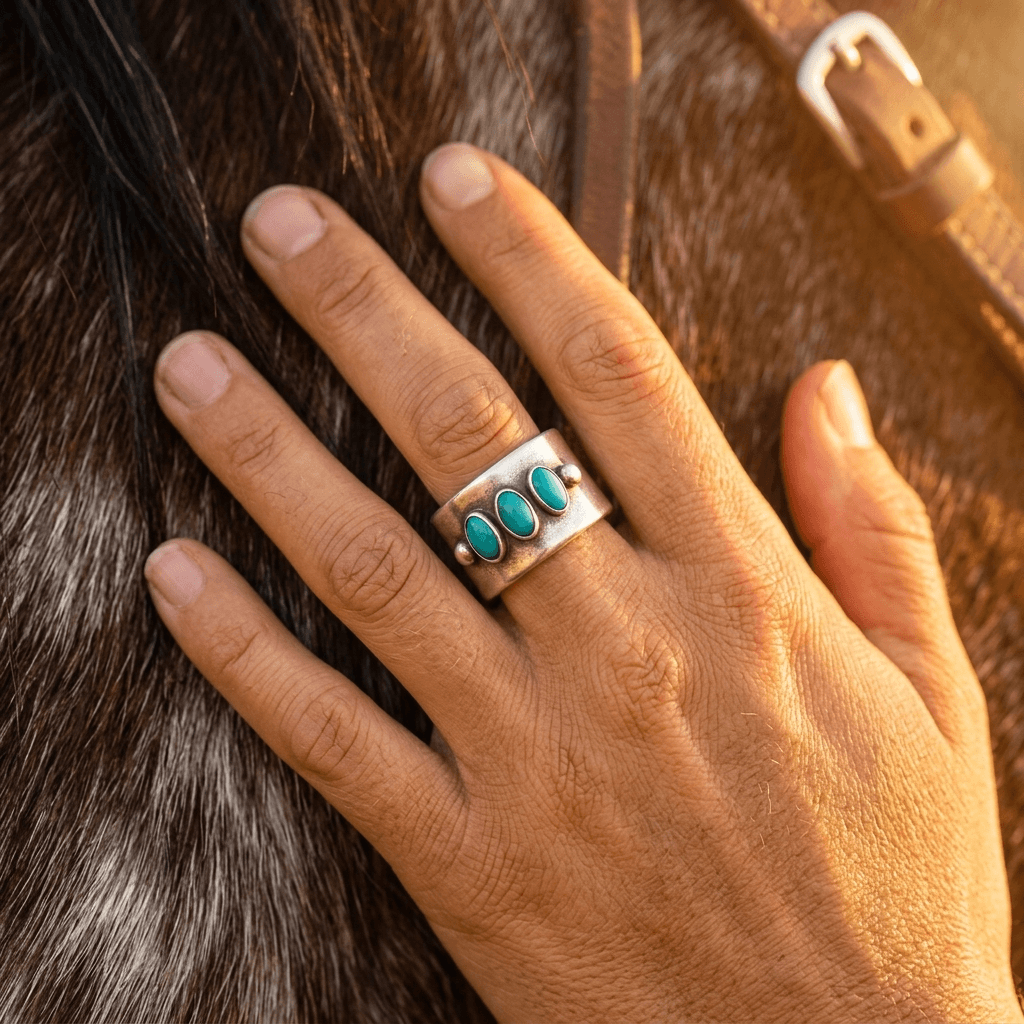 Bohemian Turquoise Beads Wide Ring