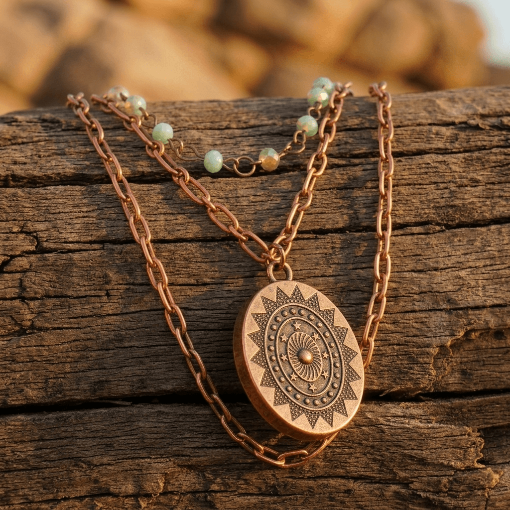 Minimalist Gold Beaded Sunflower Pendant Necklace
