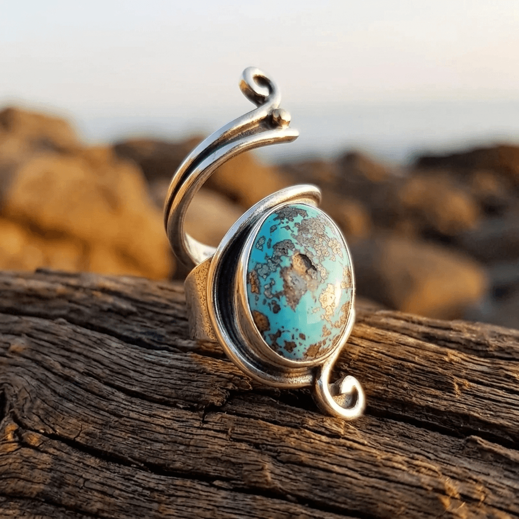 Ethnic Inspired Adjustable Turquoise Open Ring