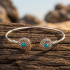 Boho Silver Turquoise Sunburst Bracelet