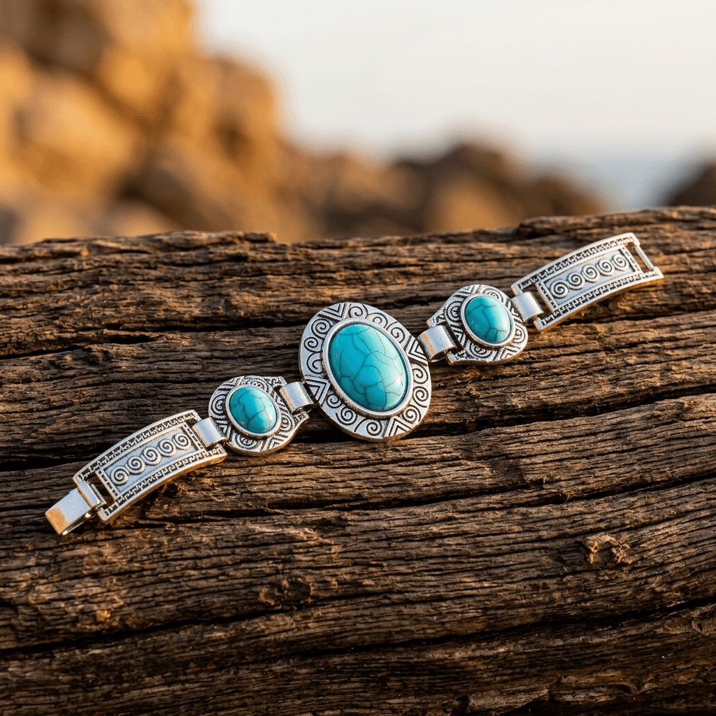 Boho Vintage Turquoise Alloy Statement Bracelet