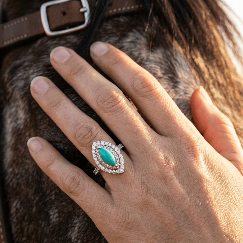 Retro Turquoise Marquise Bohemian Ring