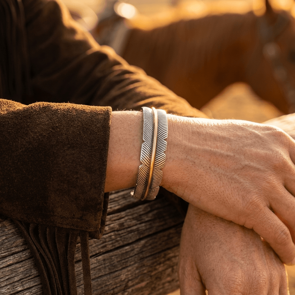 Sterling Silver Feather Comb Bracelet