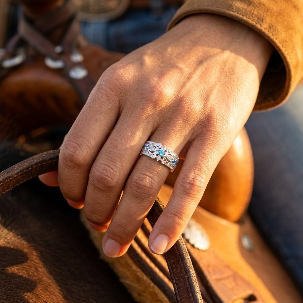 Vintage Silver Filigree Sapphire Oval Ring