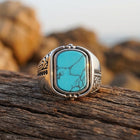 Vintage Silver Turquoise Rectangle Ring