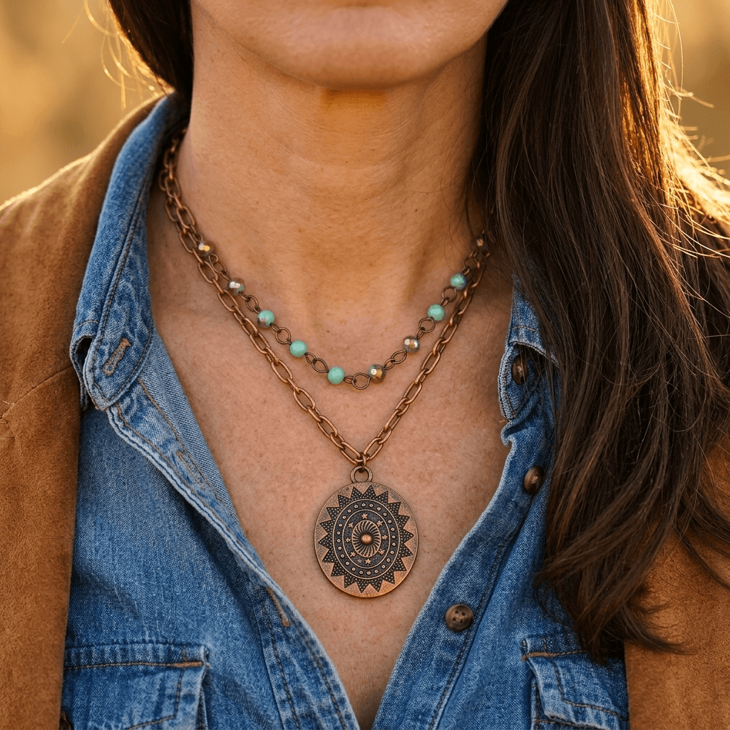 Minimalist Gold Beaded Sunflower Pendant Necklace