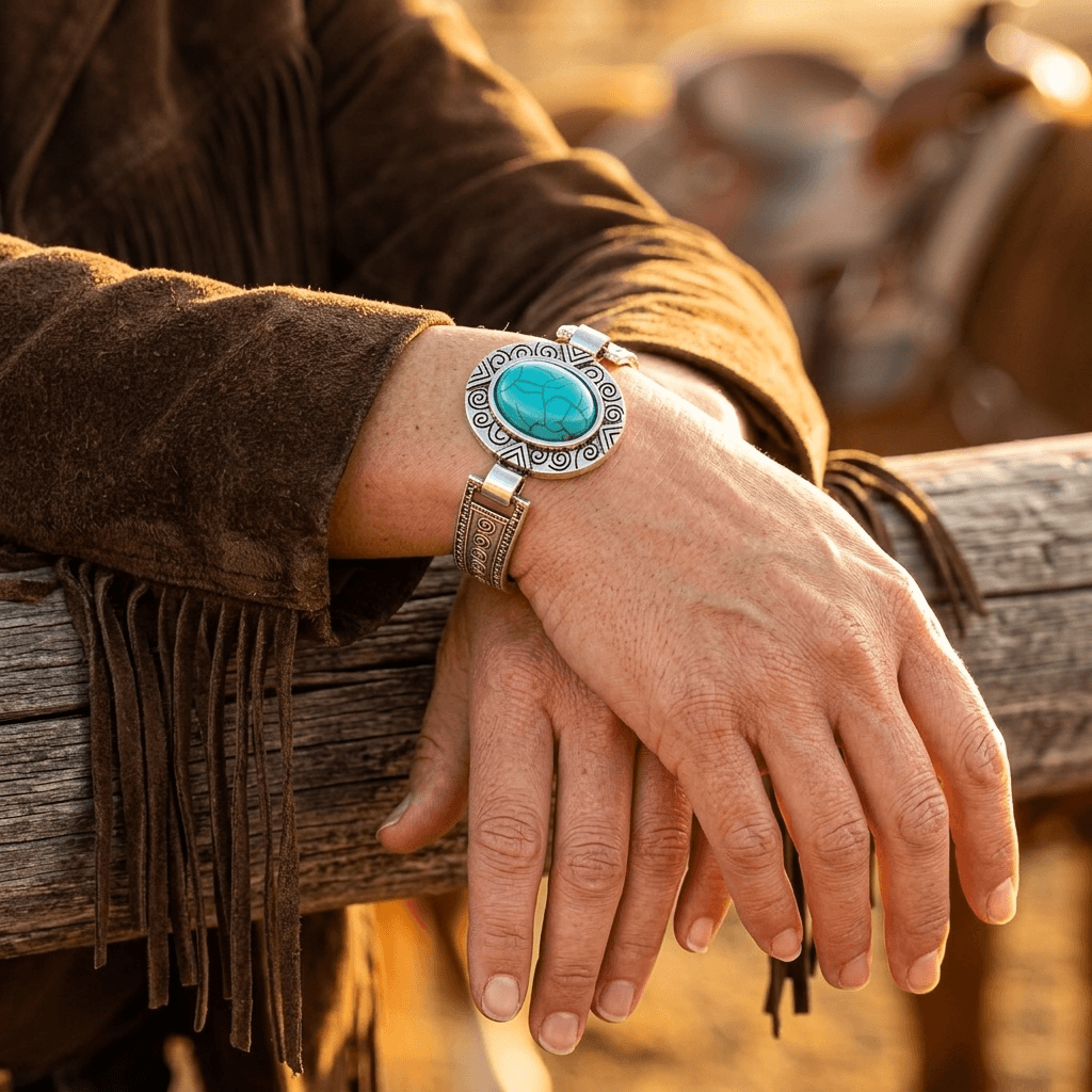 Boho Vintage Turquoise Alloy Statement Bracelet