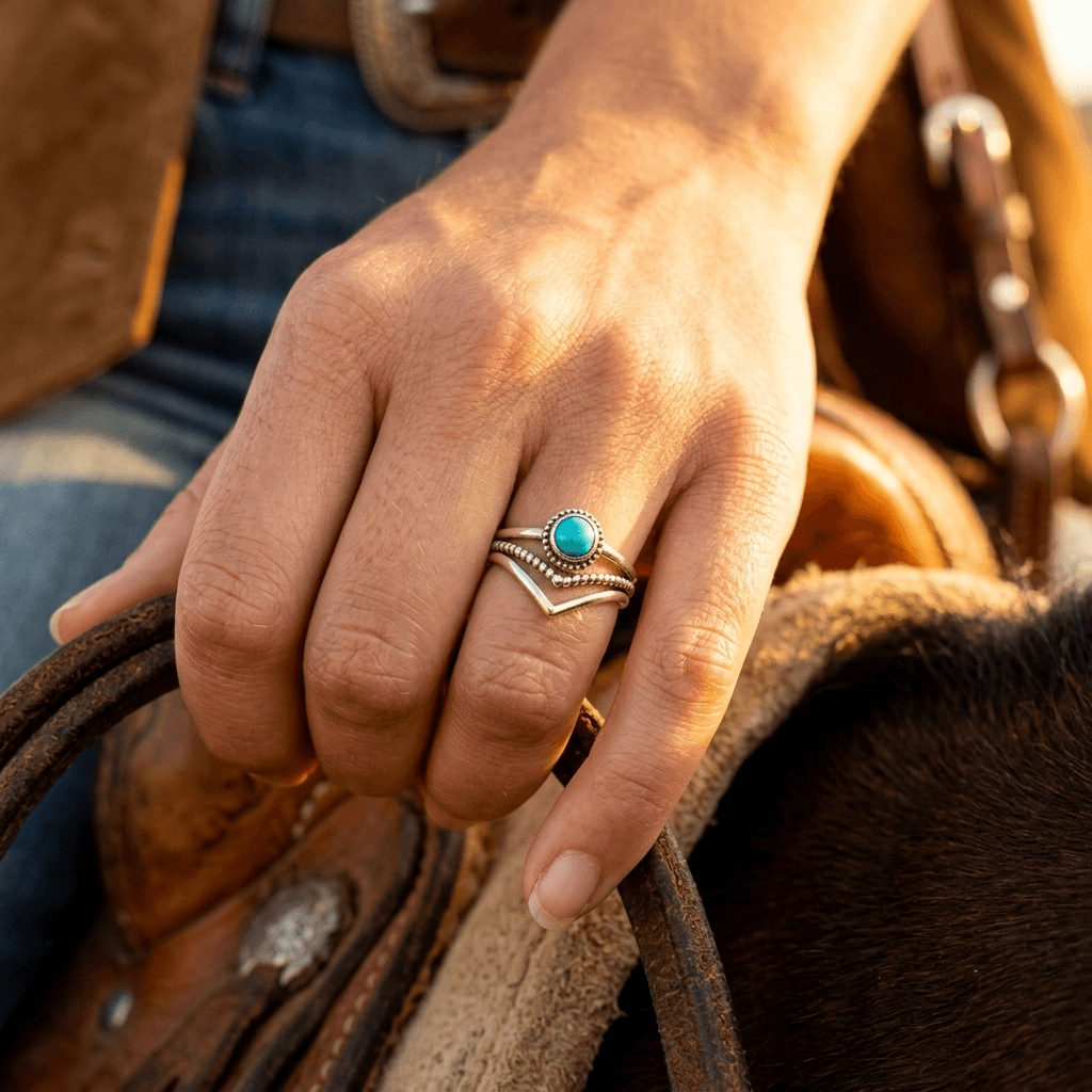 Bohemian Synthetic Turquoise Retro Enamel Ring
