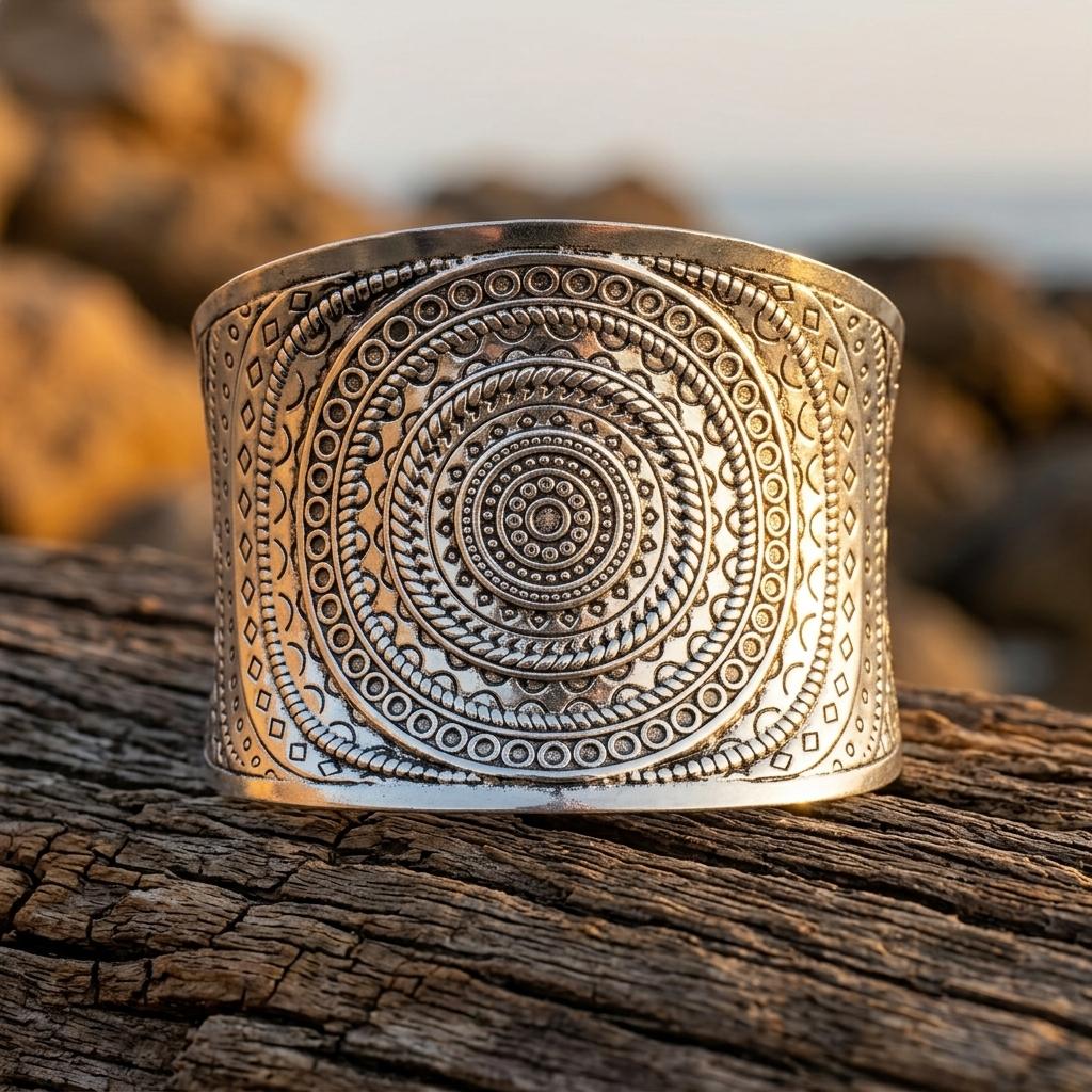 Vintage Silver Mandala Filigree Bracelet