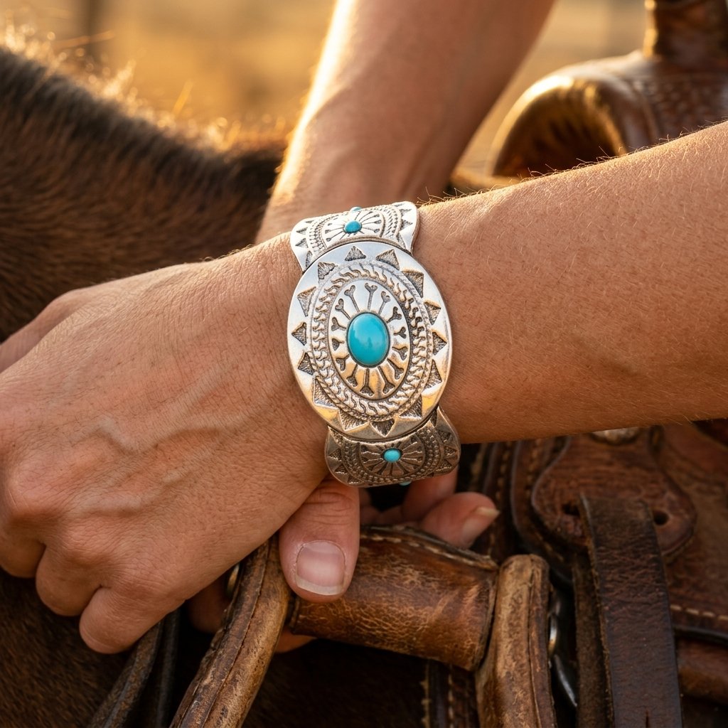 Southwestern Silver Turquoise Filigree Bracelet