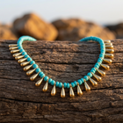Bohemian Turquoise Gold Teardrop Beaded Necklace