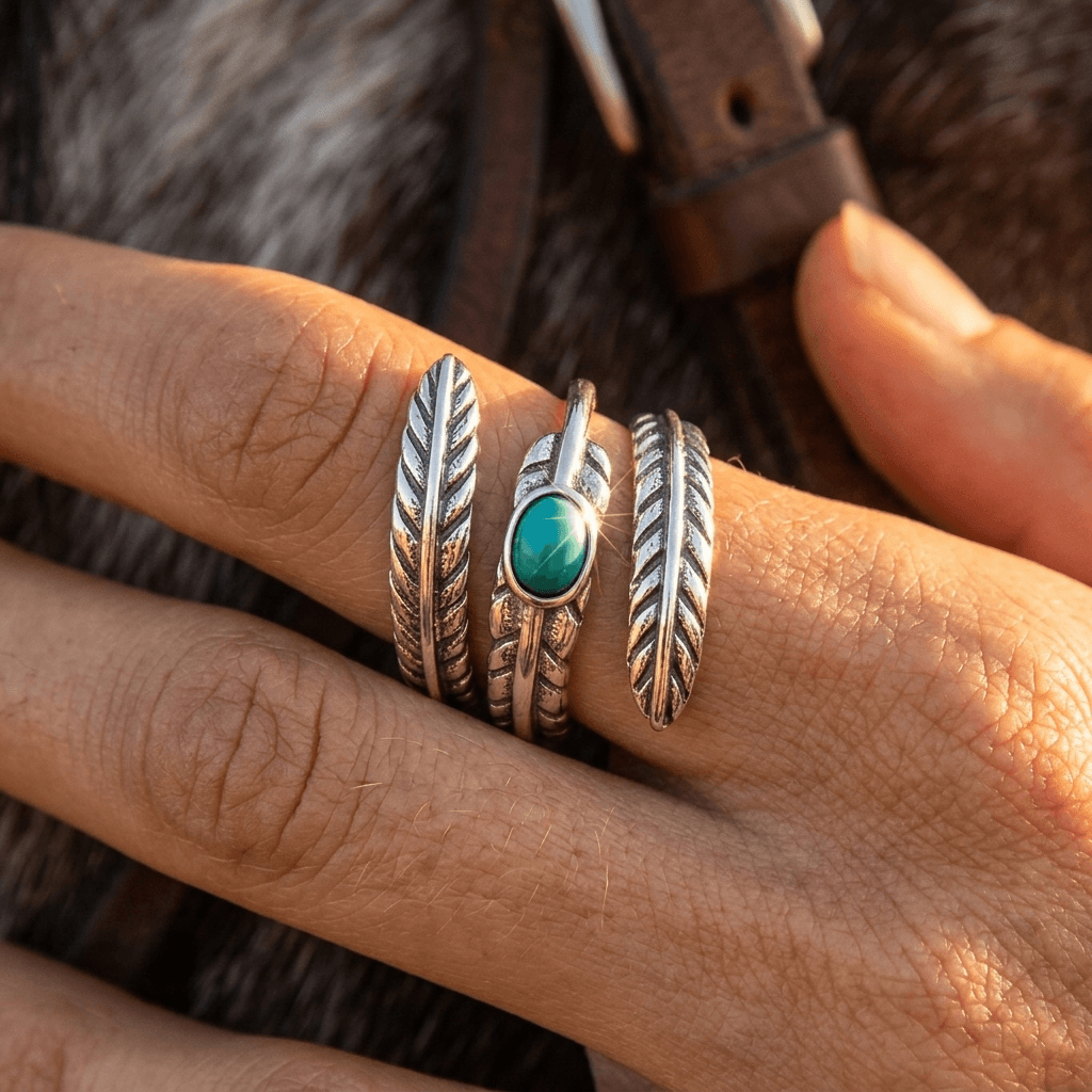Sterling Silver Turquoise Bohemian Adjustable Ring