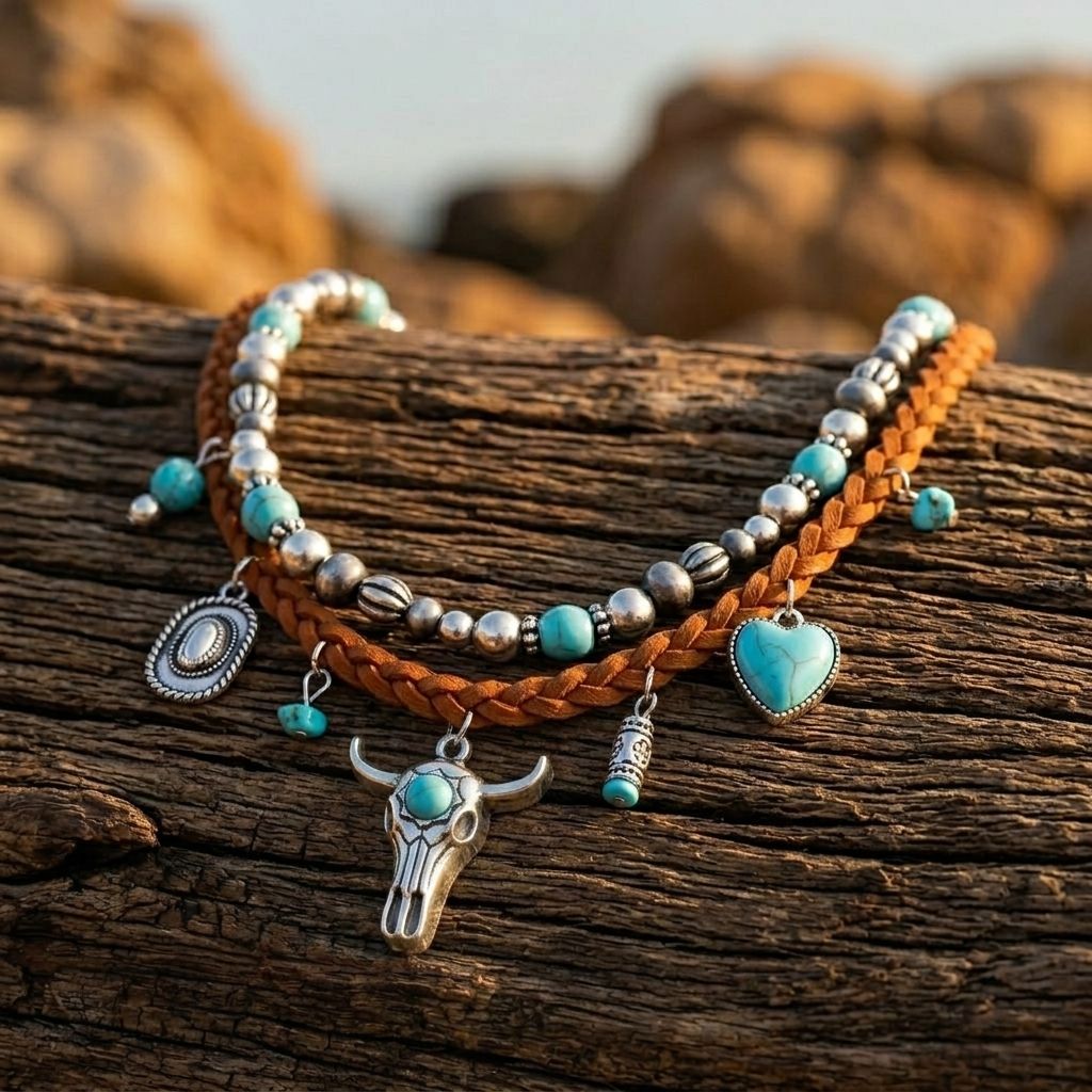 Vintage Silver Beaded Heart Turquoise Necklace