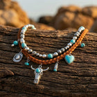 Vintage Silver Beaded Heart Turquoise Necklace