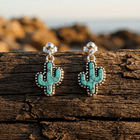Chic White Blue Cactus Drop Earrings