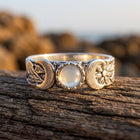 Boho Silver Moon Phase Moonstone Ring