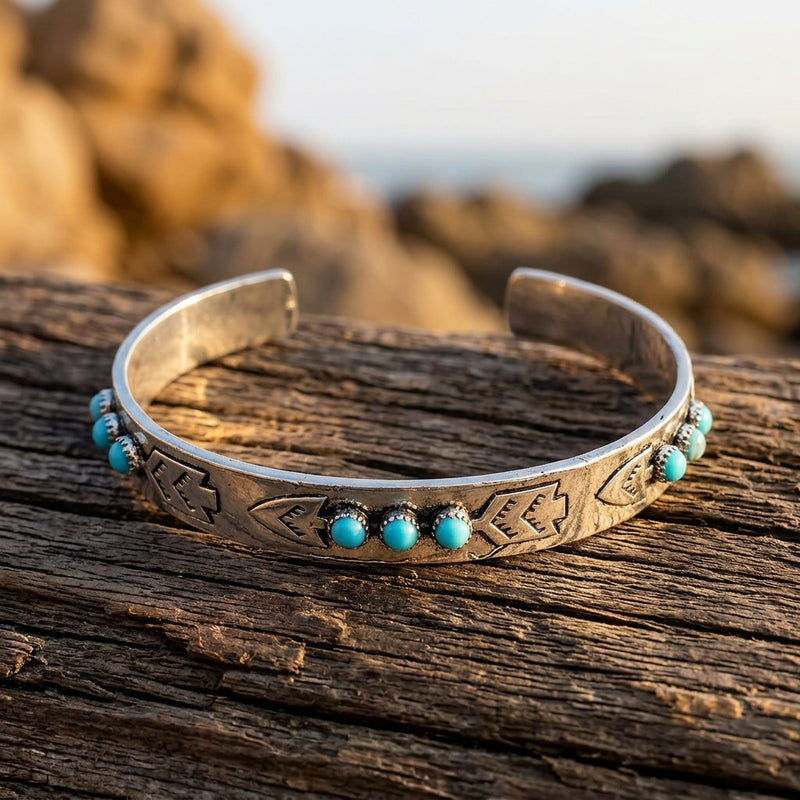 Southwestern Silver Turquoise Chevron Bracelet