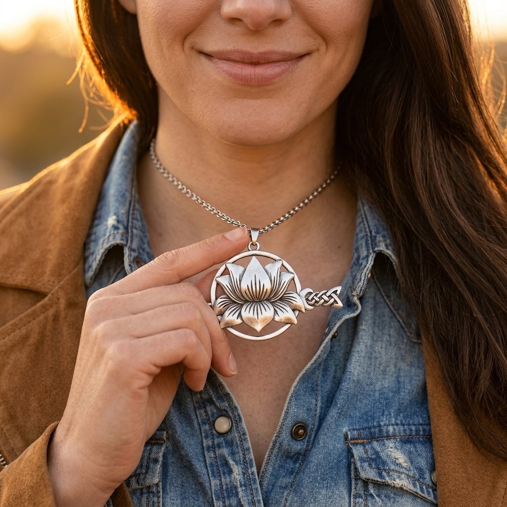 Vintage Silver Lotus Flower Necklace