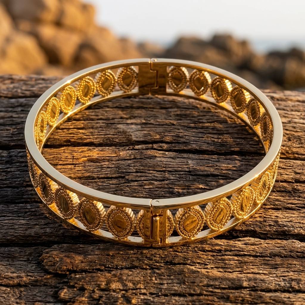 Gold Plated Stainless Steel Filigree Bracelet