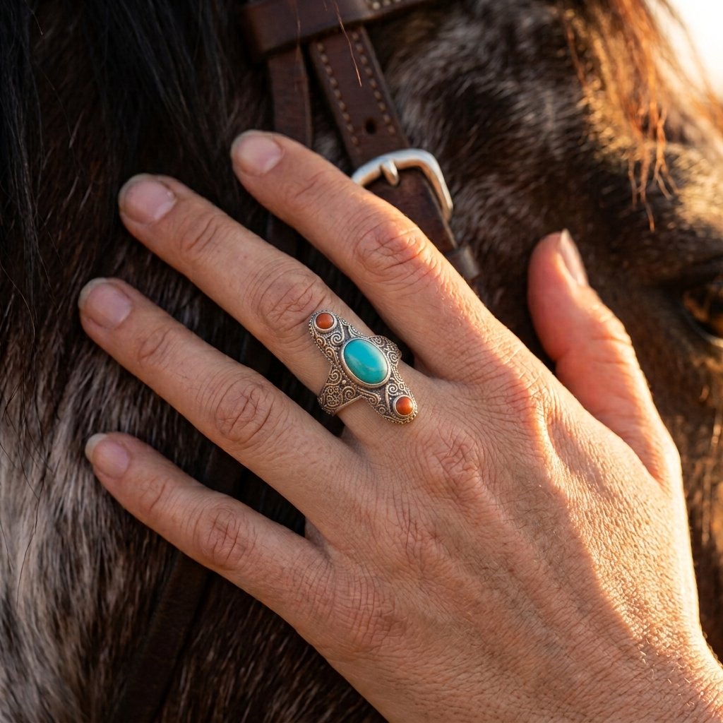 Vintage Silver Filigree Turquoise Ring