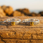 Frontier Two-Tone Engraved Huggie Earrings