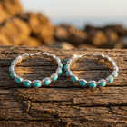 Turquoise Gold Crown Hoop Earrings