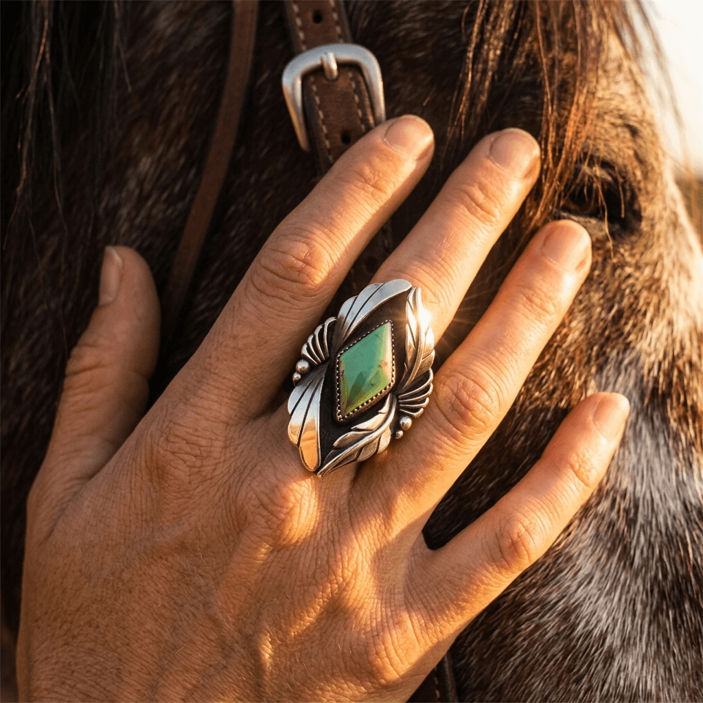 Retro Bohemian Turquoise Statement Ring