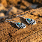 Boho Silver Turquoise Bear Paw Earrings