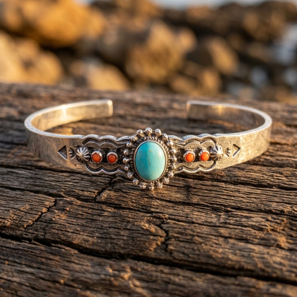 Vintage Silver Turquoise Filigree Bracelet