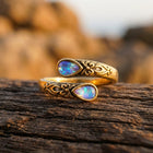 Vintage Copper Opal Filigree Teardrop Ring