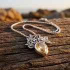 Retro Silver Filigree Flower Citrine Necklace