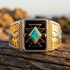 Southwestern Gold Turquoise Diamond Ring