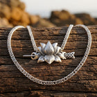 Vintage Silver Lotus Flower Necklace