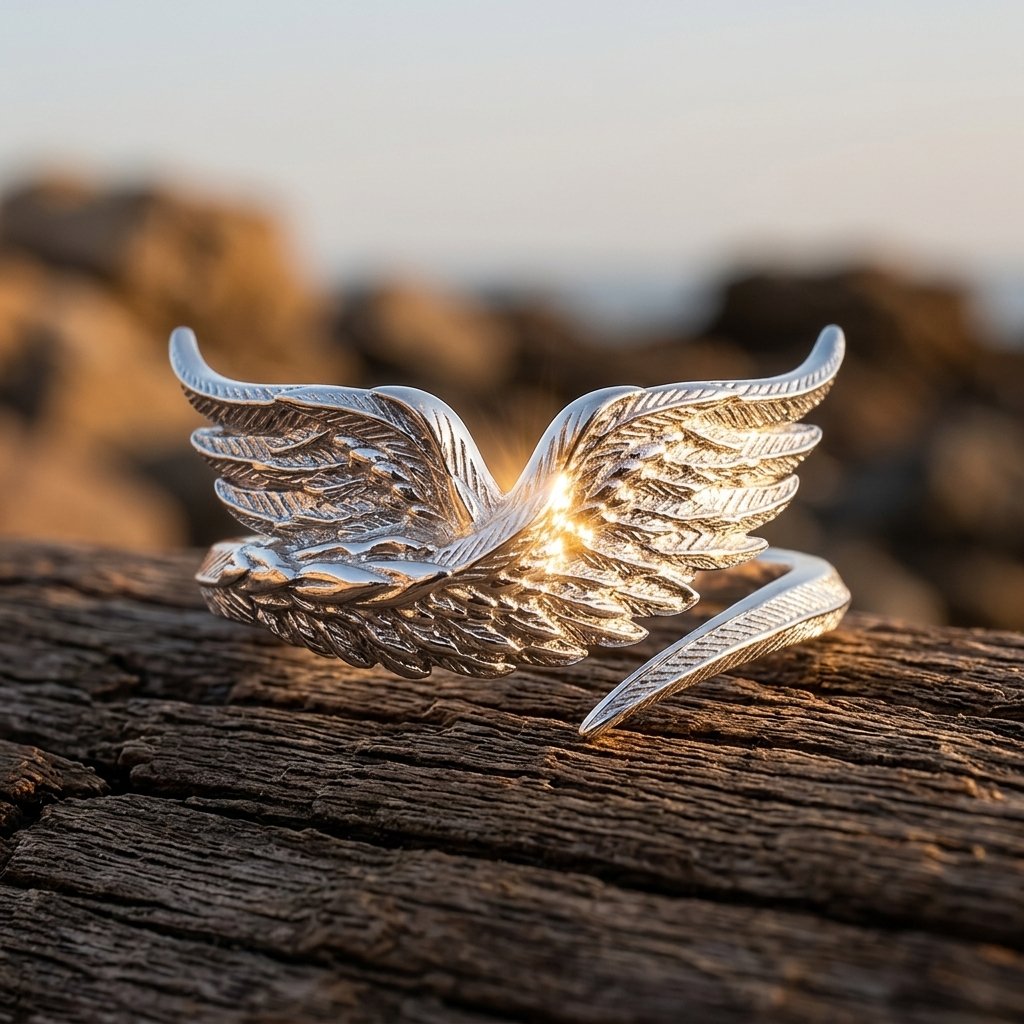Vintage Gold Silver Angel Wing Ring