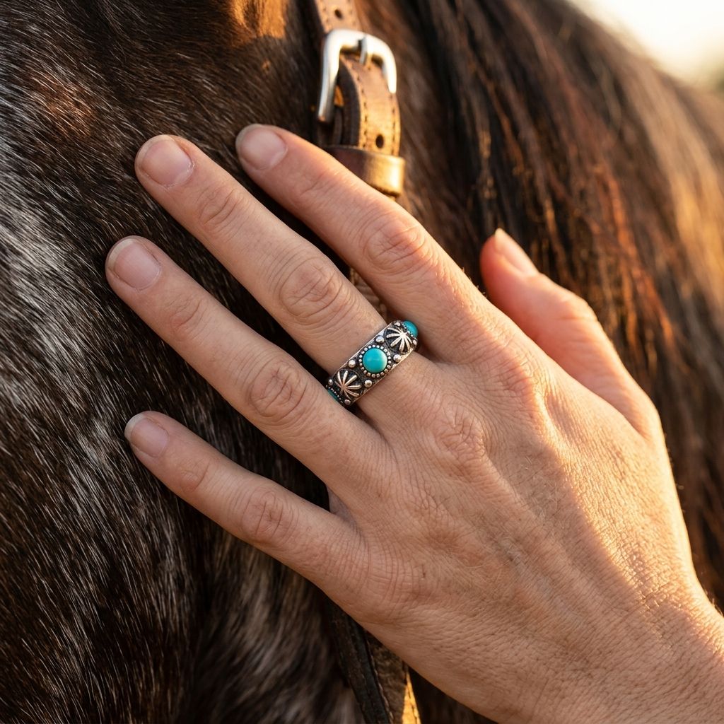 Vintage Silver Turquoise Sunburst Ring