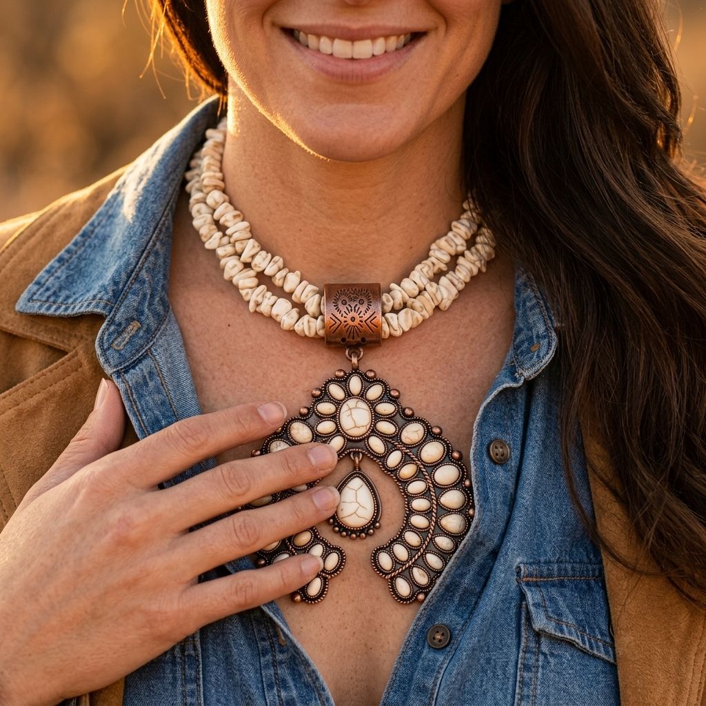 Vintage Bohemian Crushed Stone Semi Circular Jewelry Set