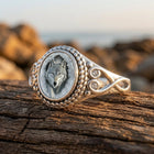 Vintage Silver Wolf Carved Texture Ring