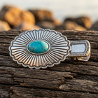 Vintage Silver Turquoise Inlaid Hair Clip