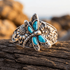 Vintage Silver Turquoise Dragonfly Statement Ring