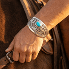 Western Turquoise Openwork Wide Metal Bracelet