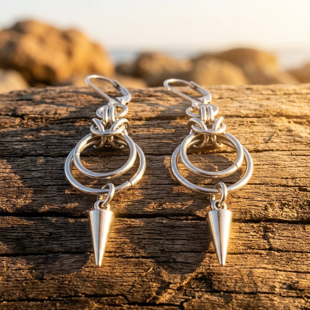 Silver Stainless Steel Spike Earrings