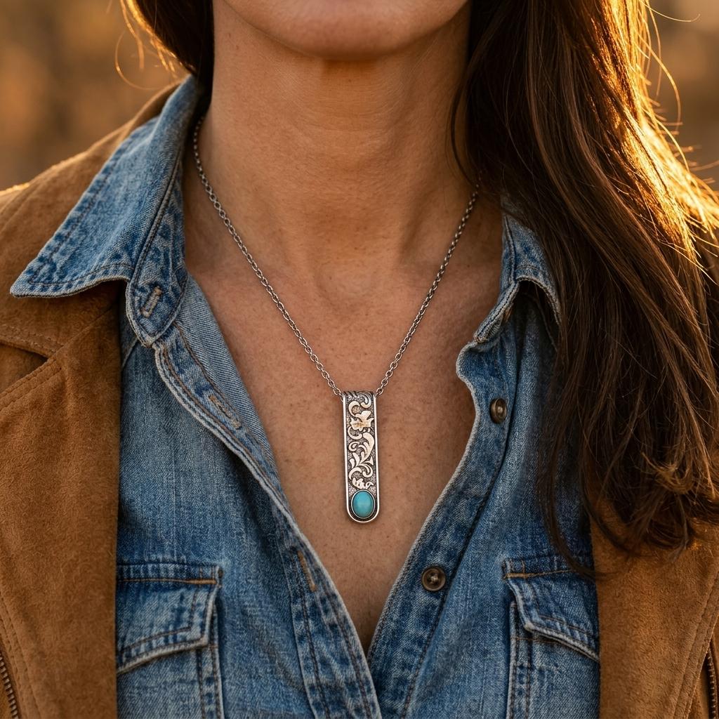 Vintage Silver Filigree Turquoise Necklace