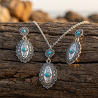 Boho Gold Floral Oval Jewelry Set