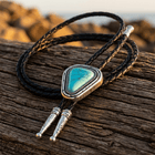 Western Bolo Turquoise Stone Leather Necklace
