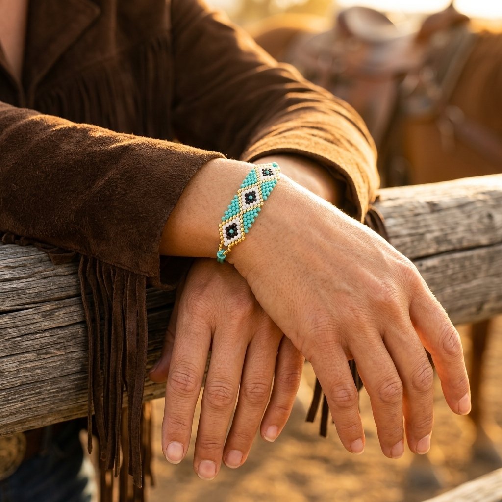 Turquoise Seed Bead Three Eye Bracelet