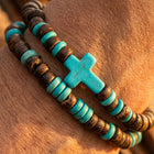 Boho Shell Turquoise Cross Beaded Bracelet