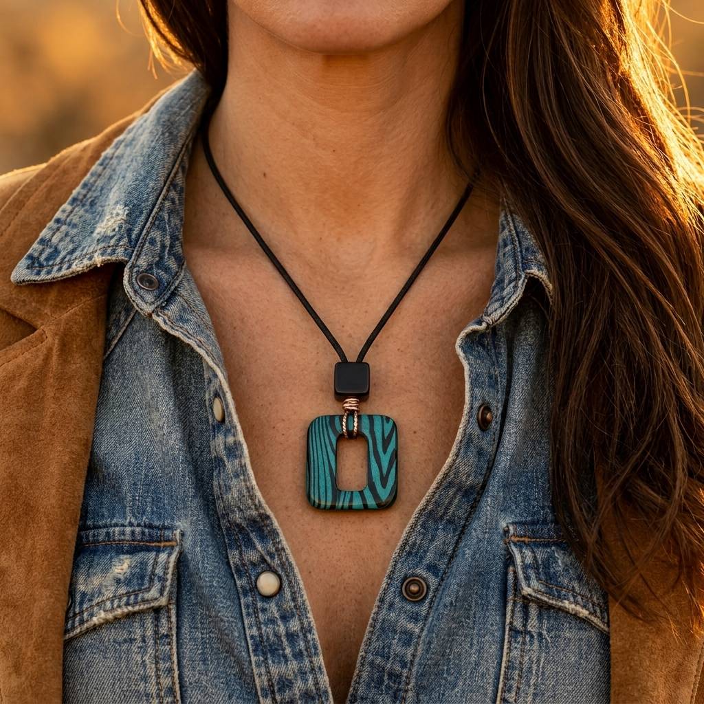 Bohemian Turquoise Striped Hollow Necklace