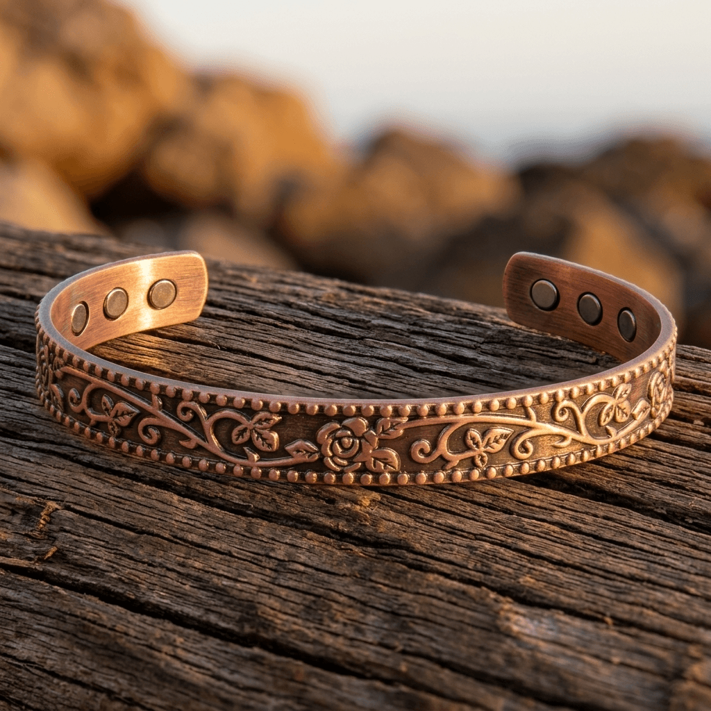 Copper Magnetic Adjustable Cuff Bracelet
