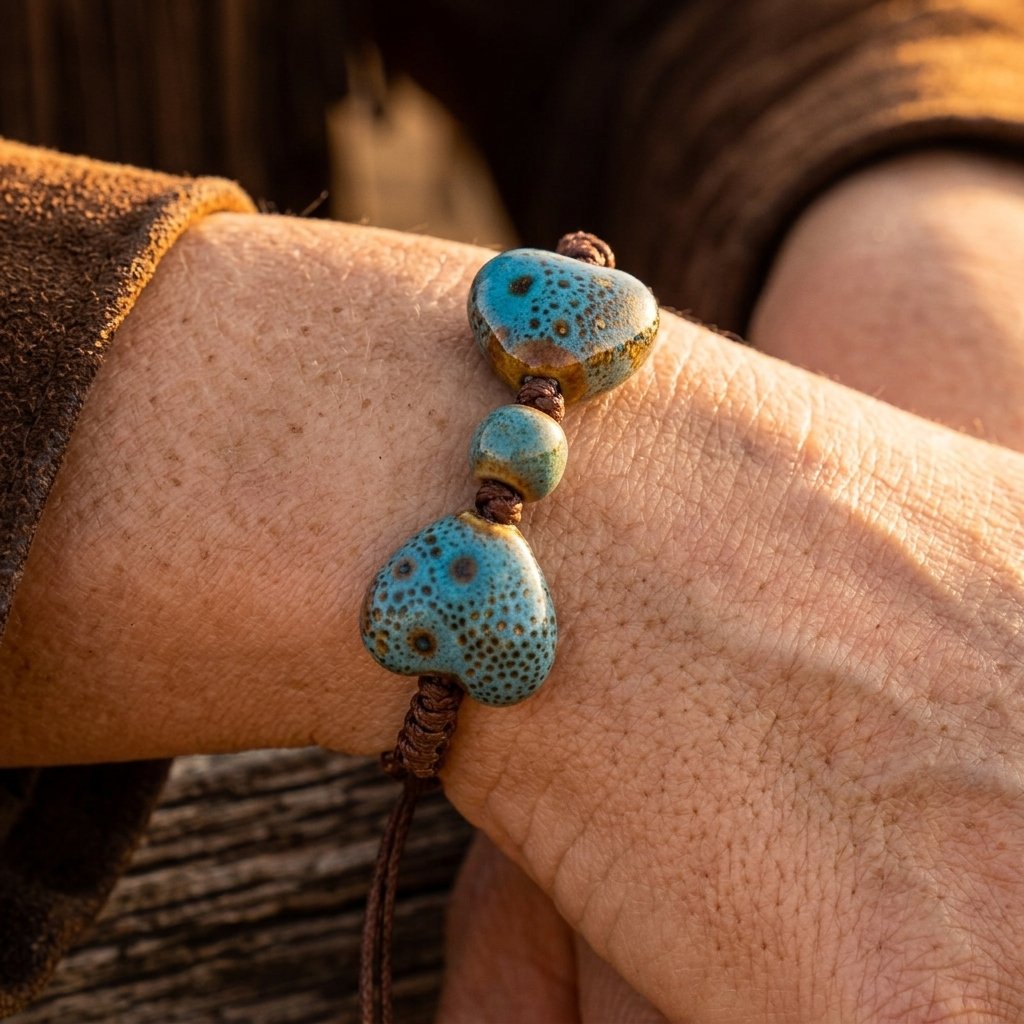 Boho Speckled Ceramic Bead Adjustable Bracelet