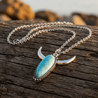 Blue Horn Pendant Necklace